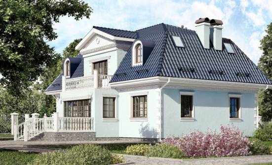 210-004-Л Проект двухэтажного дома мансардный этаж, средний дом из арболита Казань | Проекты домов от House Expert