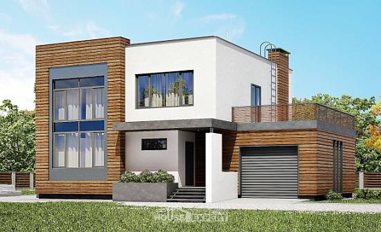 220-003-П Проект двухэтажного дома и гаражом, красивый домик из газосиликатных блоков Елабуга | Проекты домов от House Expert