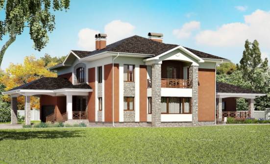 400-002-Л Проект двухэтажного дома и гаражом, современный загородный дом из кирпича Нижнекамск | Проекты домов от House Expert