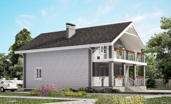 150-007-П Проект двухэтажного дома мансардный этаж, уютный коттедж из пеноблока Заинск | Проекты домов от House Expert