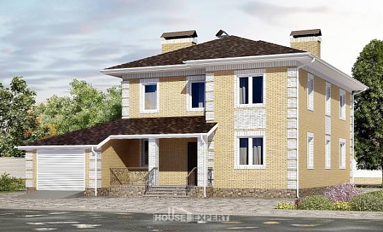 220-006-Л Проект двухэтажного дома, гараж, простой домик из пеноблока Лениногорск | Проекты домов от House Expert