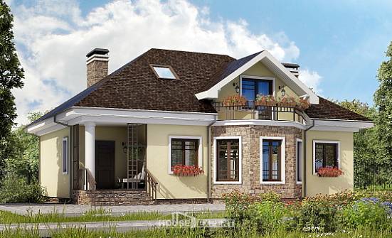 150-008-Л Проект двухэтажного дома с мансардой, экономичный домик из керамзитобетонных блоков Альметьевск | Проекты домов от House Expert
