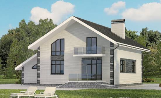 180-001-П Проект двухэтажного дома мансардный этаж, гараж, уютный домик из арболита Альметьевск | Проекты домов от House Expert