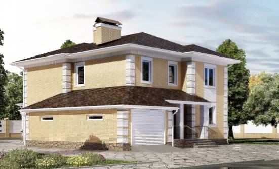 220-006-Л Проект двухэтажного дома, гараж, простой домик из пеноблока Лениногорск | Проекты домов от House Expert