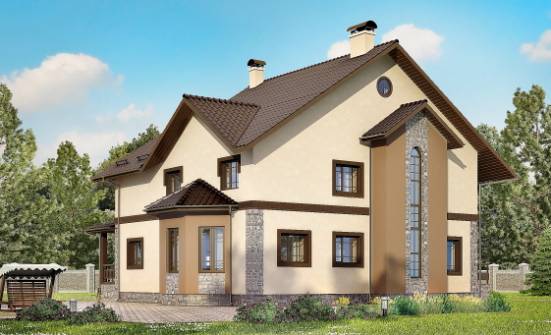 265-003-Л Проект двухэтажного дома, красивый коттедж из бризолита Азнакаево | Проекты домов от House Expert