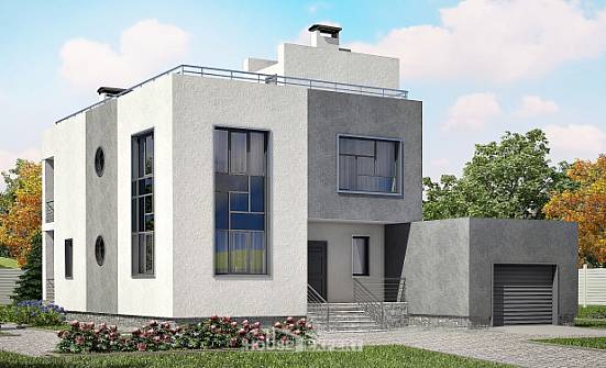 255-001-П Проект двухэтажного дома, гараж, красивый загородный дом из теплоблока Казань | Проекты домов от House Expert