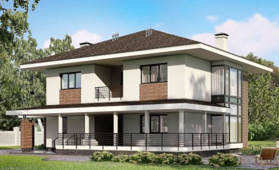 275-002-П Проект двухэтажного дома и гаражом, огромный коттедж из кирпича Чистополь | Проекты домов от House Expert