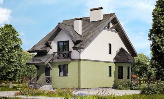 120-003-П Проект двухэтажного дома с мансардным этажом, компактный дом из газосиликатных блоков Нижнекамск | Проекты домов от House Expert