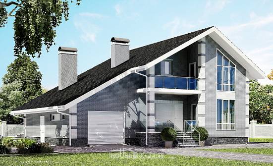 190-006-Л Проект двухэтажного дома с мансардным этажом и гаражом, классический загородный дом из керамзитобетонных блоков Агрыз | Проекты домов от House Expert