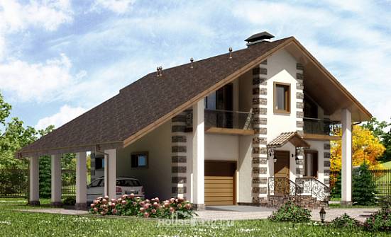 150-003-Л Проект двухэтажного дома с мансардным этажом и гаражом, скромный домик из дерева Набережные Челны | Проекты домов от House Expert