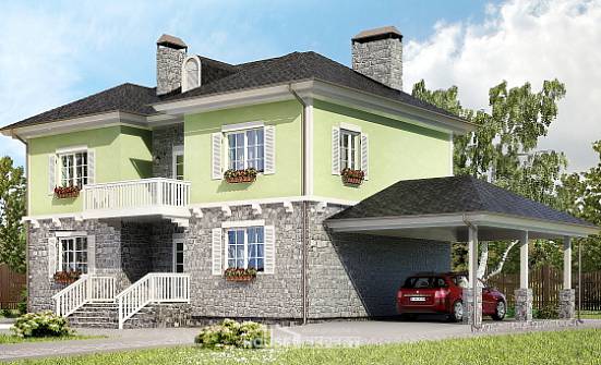 155-006-П Проект двухэтажного дома, гараж, современный загородный дом из теплоблока Чистополь | Проекты домов от House Expert