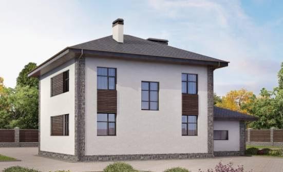 185-004-Л Проект двухэтажного дома и гаражом, уютный загородный дом из керамзитобетонных блоков Заинск | Проекты домов от House Expert