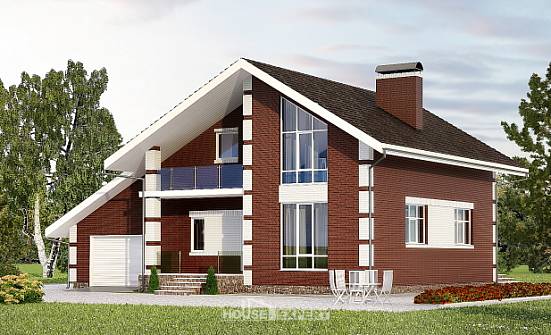 180-001-Л Проект двухэтажного дома мансардный этаж, гараж, бюджетный дом из арболита Агрыз | Проекты домов от House Expert