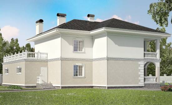 340-002-П Проект двухэтажного дома и гаражом, большой коттедж из кирпича Зеленодольск | Проекты домов от House Expert