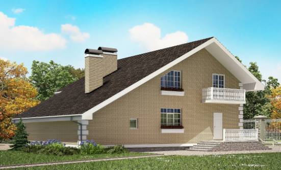 190-005-П Проект двухэтажного дома с мансардой, гараж, красивый дом из бризолита Агрыз | Проекты домов от House Expert