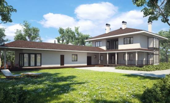 340-001-П Проект двухэтажного дома и гаражом, красивый загородный дом из кирпича Заинск | Проекты домов от House Expert