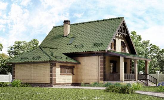 160-007-П Проект двухэтажного дома с мансардным этажом, гараж, уютный домик из блока Зеленодольск | Проекты домов от House Expert