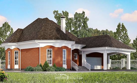 180-007-П Проект двухэтажного дома с мансардой и гаражом, небольшой коттедж из теплоблока Заинск | Проекты домов от House Expert