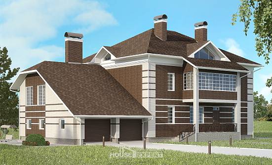 505-002-Л Проект трехэтажного дома, гараж, классический загородный дом из кирпича Казань | Проекты домов от House Expert