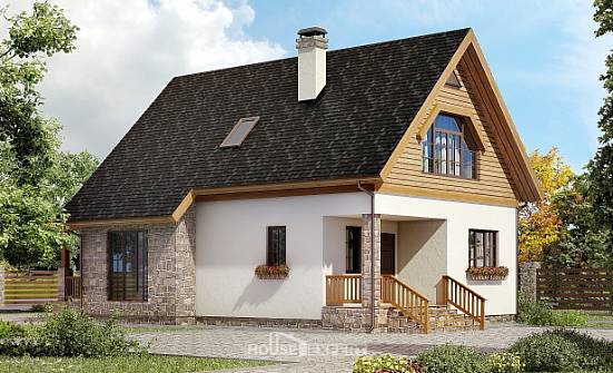 140-001-Л Проект двухэтажного дома мансардой, уютный коттедж из поризованных блоков Зеленодольск | Проекты домов от House Expert
