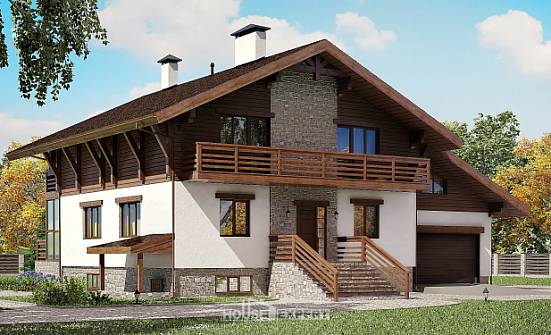 420-001-П Проект трехэтажного дома с мансардным этажом и гаражом, просторный дом из кирпича Бугульма | Проекты домов от House Expert
