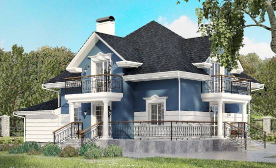 180-002-П Проект двухэтажного дома мансардой и гаражом, уютный коттедж из кирпича Зеленодольск | Проекты домов от House Expert