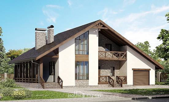 265-001-П Проект двухэтажного дома мансардный этаж и гаражом, большой домик из керамзитобетонных блоков Мамадыш | Проекты домов от House Expert