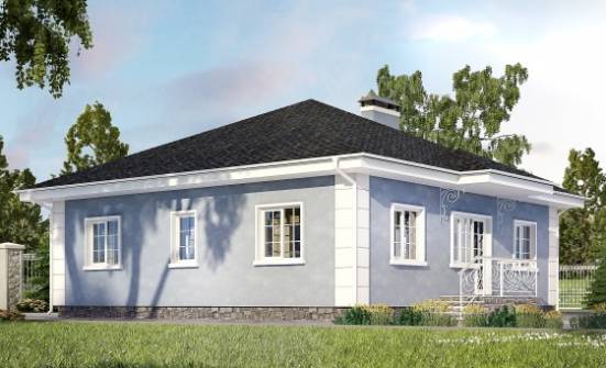 100-001-П Проект одноэтажного дома, экономичный загородный дом из теплоблока Альметьевск | Проекты одноэтажных домов от House Expert