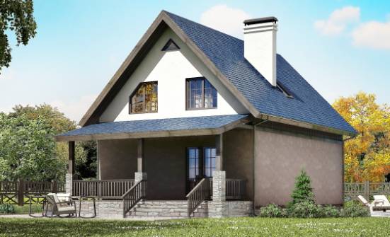 130-003-П Проект двухэтажного дома с мансардой, скромный дом из блока Азнакаево | Проекты домов от House Expert