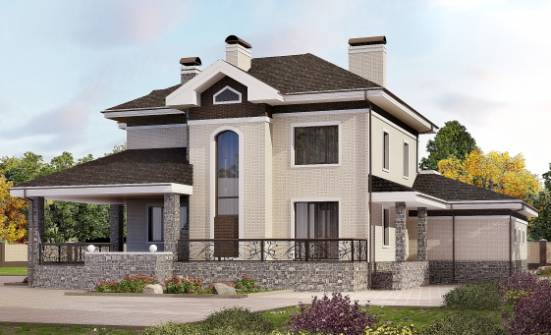 365-001-Л Проект трехэтажного дома, гараж, современный загородный дом из кирпича Чистополь | Проекты домов от House Expert