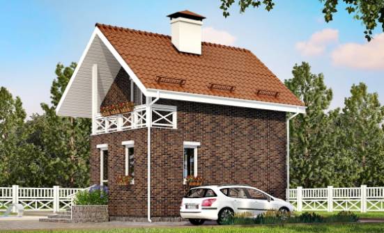 045-001-Л Проект двухэтажного дома с мансардой, уютный загородный дом из пеноблока Заинск | Проекты домов от House Expert