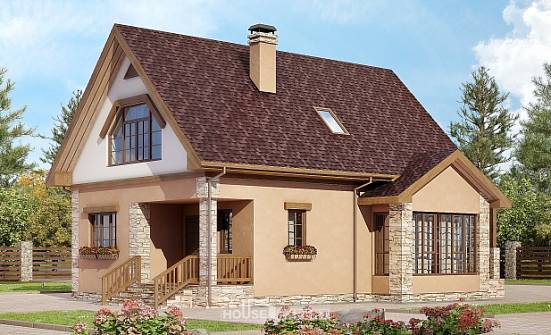 140-002-П Проект двухэтажного дома с мансардой, классический загородный дом из керамзитобетонных блоков Азнакаево | Проекты домов от House Expert
