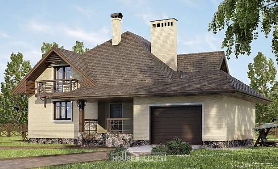 275-003-П Проект двухэтажного дома мансардой, гараж, красивый домик из кирпича Азнакаево | Проекты домов от House Expert