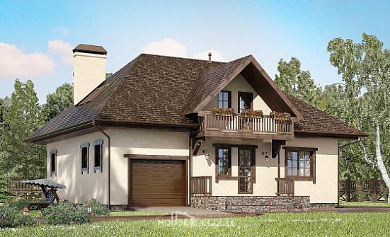 200-001-Л Проект двухэтажного дома с мансардным этажом, гараж, просторный коттедж из твинблока Зеленодольск | Проекты домов от House Expert