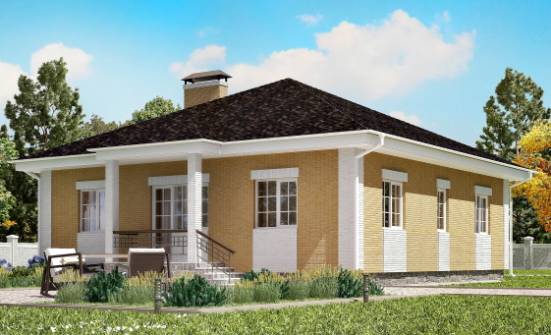 130-002-Л Проект одноэтажного дома и гаражом, классический коттедж из газобетона Агрыз | Проекты домов от House Expert