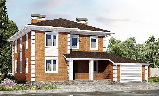 220-004-Л Проект двухэтажного дома и гаражом, красивый коттедж из кирпича Чистополь | Проекты домов от House Expert
