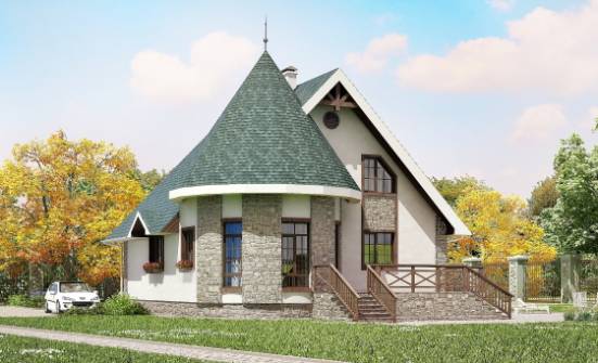 170-003-Л Проект двухэтажного дома мансардный этаж, доступный загородный дом из газобетона Чистополь | Проекты домов от House Expert