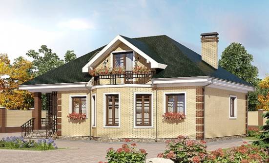150-013-Л Проект двухэтажного дома с мансардным этажом, бюджетный загородный дом из кирпича Заинск | Проекты домов от House Expert