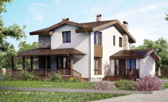 220-001-П Проект двухэтажного дома с мансардой и гаражом, просторный домик из теплоблока Нижнекамск | Проекты домов от House Expert