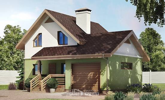 120-002-П Проект двухэтажного дома мансардой, гараж, красивый дом из газосиликатных блоков Зеленодольск | Проекты домов от House Expert