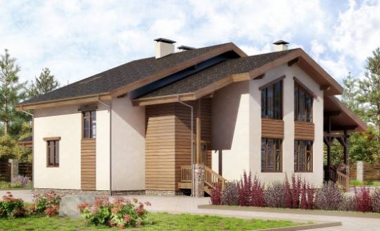 240-003-П Проект двухэтажного дома с мансардой, красивый загородный дом из кирпича Заинск | Проекты домов от House Expert