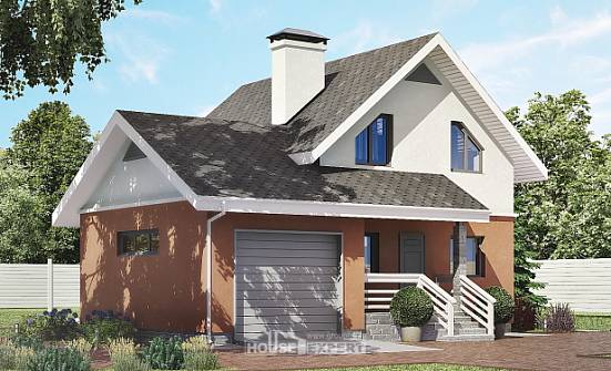 120-002-Л Проект двухэтажного дома мансардой, гараж, доступный коттедж из бризолита Мамадыш | Проекты домов от House Expert