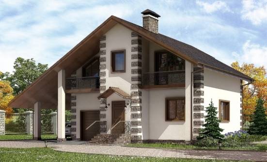 150-003-Л Проект двухэтажного дома с мансардным этажом и гаражом, скромный домик из дерева Набережные Челны | Проекты домов от House Expert