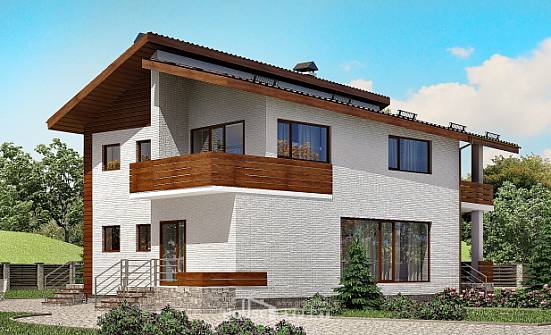 180-009-П Проект двухэтажного дома с мансардой, современный загородный дом из кирпича Чистополь | Проекты домов от House Expert