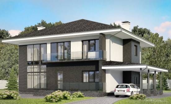 245-002-П Проект двухэтажного дома, гараж, красивый домик из пеноблока Альметьевск | Проекты домов от House Expert