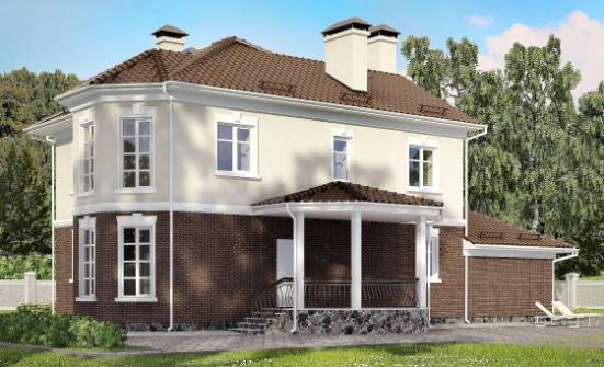 190-002-Л Проект двухэтажного дома и гаражом, простой дом из газобетона Альметьевск | Проекты домов от House Expert