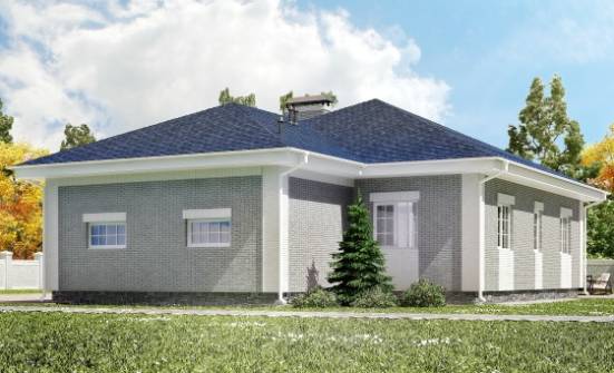 130-002-П Проект одноэтажного дома, гараж, классический домик из теплоблока Азнакаево | Проекты домов от House Expert