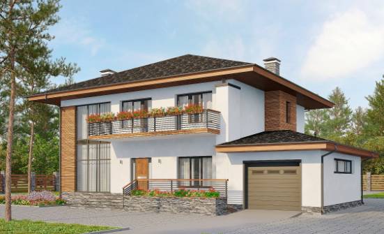 305-001-П Проект двухэтажного дома, гараж, большой домик из блока Зеленодольск | Проекты домов от House Expert