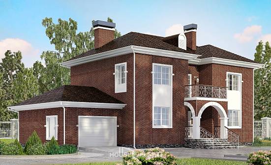 180-006-Л Проект двухэтажного дома, гараж, красивый домик из кирпича Елабуга | Проекты домов от House Expert