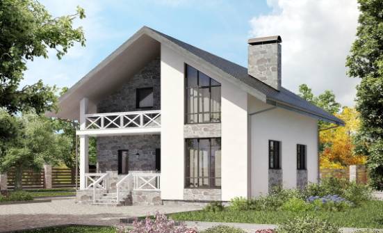 155-001-Л Проект двухэтажного дома мансардой, гараж, скромный дом из керамзитобетонных блоков Зеленодольск | Проекты домов от House Expert